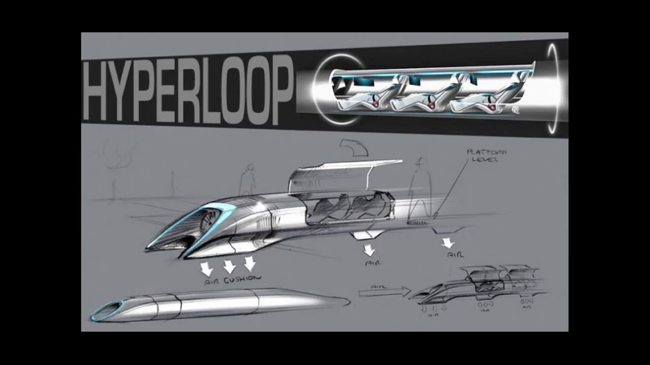 Sketches of Elon Musk's proposed Hyperloop project.