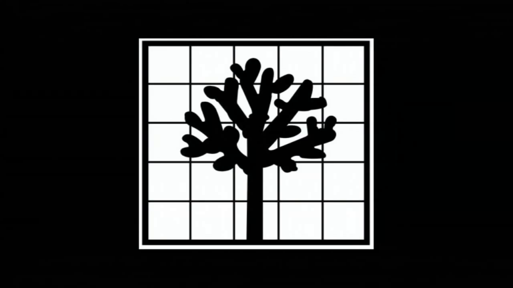 Illustration of a tree, overlaid on a grid pattern