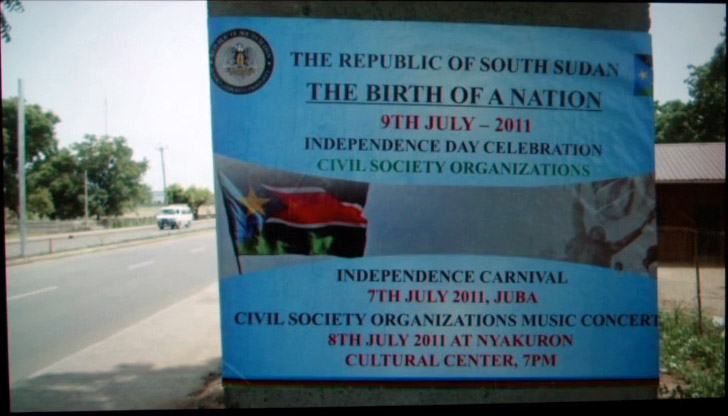 Banner announcing the South Sudan Independence Day Celebrations