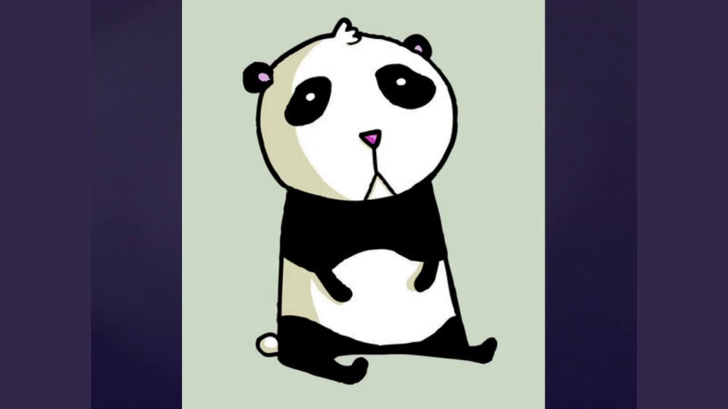 Illustration of a sad-looking panda