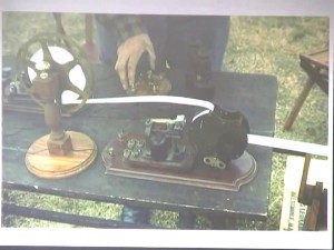 Photograph of a telegraph machine being operated