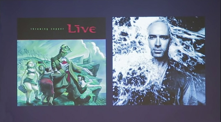 Two photos side by side of the album art for the Live album "Throwing Copper" and a portrait of lead singer Ed Kowalczyk
