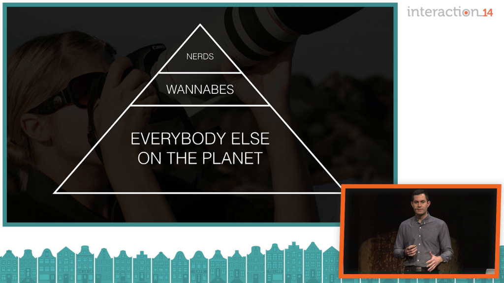 A triangle diagram divided into sections labeled "nerds," "wannabes," and "everybody else on the planet."