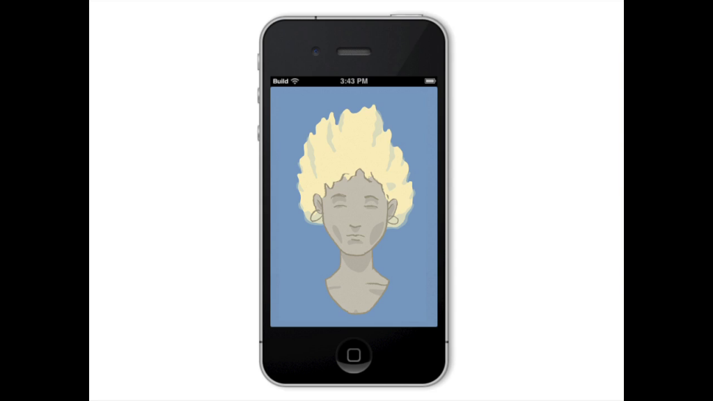 An iPhone with an illustration of a woman on its screen, her eyes closed