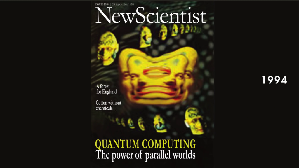 Cover of New Scientist magazine, with the headline "Quantum Computing: the power of parallel worlds"