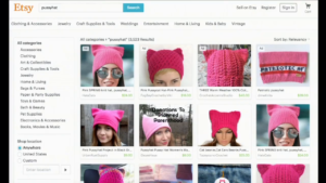 The results of a Google Images search for "pussyhat," , showing many variations and interpretations