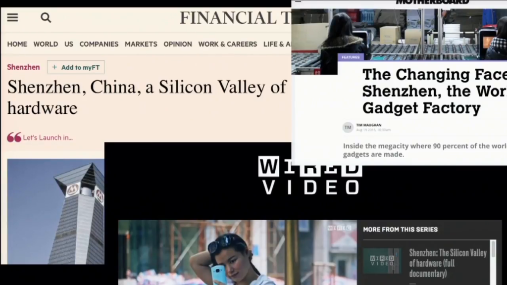Screenshots of various stories about Shenzhen