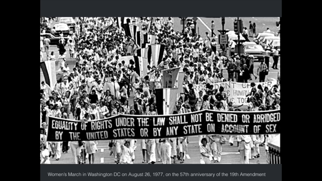 Women's March in Washington DC on August 26, 1977, on the 57th anniversary of the 19th Amendment