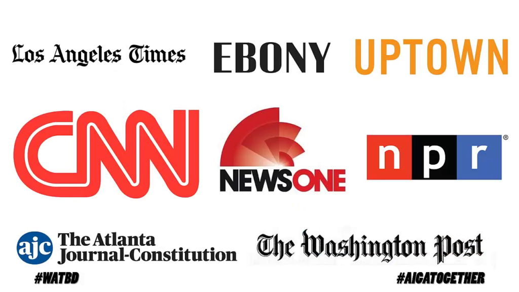 Various media properties, including The Los Angeles Times, Ebony, and CNN