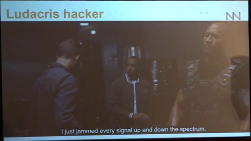 Screenshot of Ludacris saying, "I just jammed every signal up and down the spectrum."