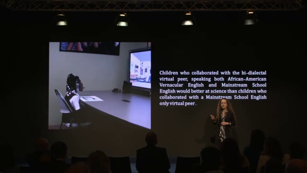 Children who collaborated with the bi-dialectical virtual peer, speaking both African-American Vernacular English and Mainstream School English would better at science than children who collaborated with a Mainstream School English only virtual peer.