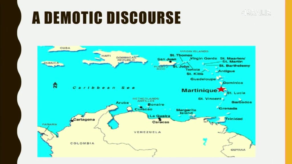 Map showing the Caribbean Sea and surrounding land masses, with Martinique highlighted