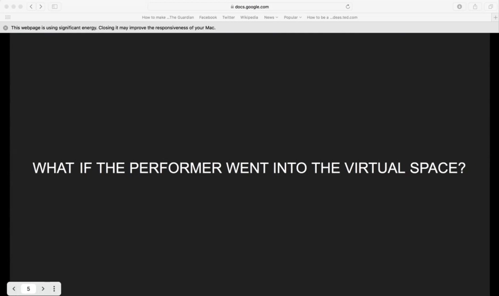 What if the performer went into the virtual space?